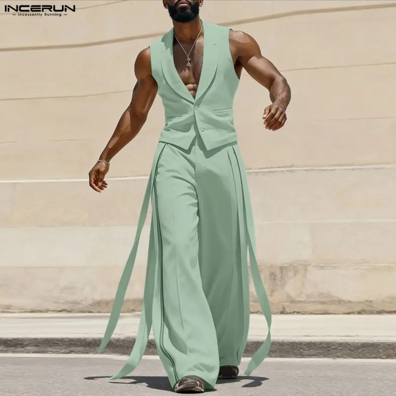 Men'S Fashion - INCERUN Męskie Komplety Jednolite Kolory Dekolt