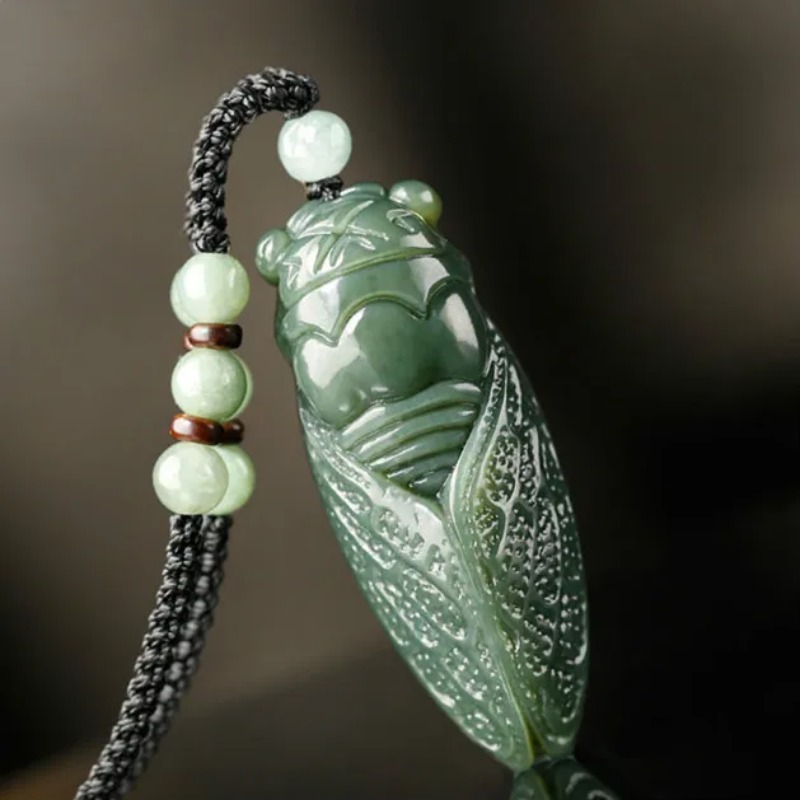 Men'S Fashion - Naturalny Hetian Jade cykada wisiorek naszyjnik