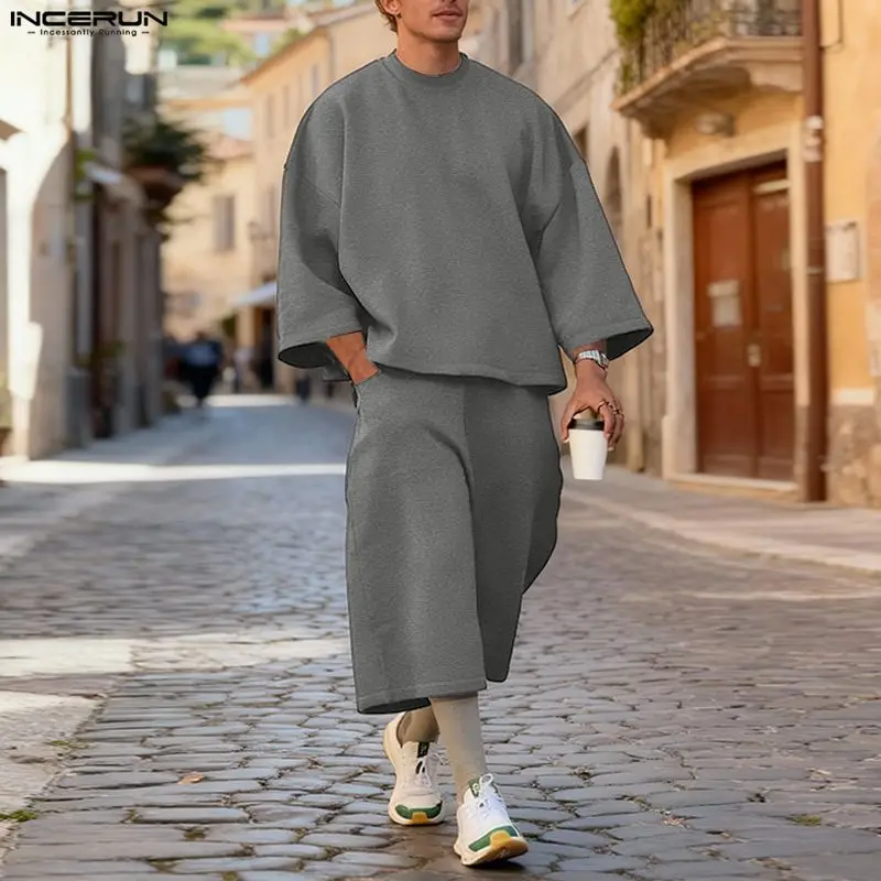Mens Fashion Workwear - INCERUN Męskie Komplety Jednolite Kolory Luźne