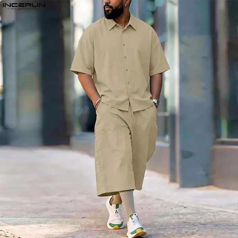 Men'S Fashion For 2026 - INCERUN Męskie Komplety Jednolite Kolorystycznie Koszule
