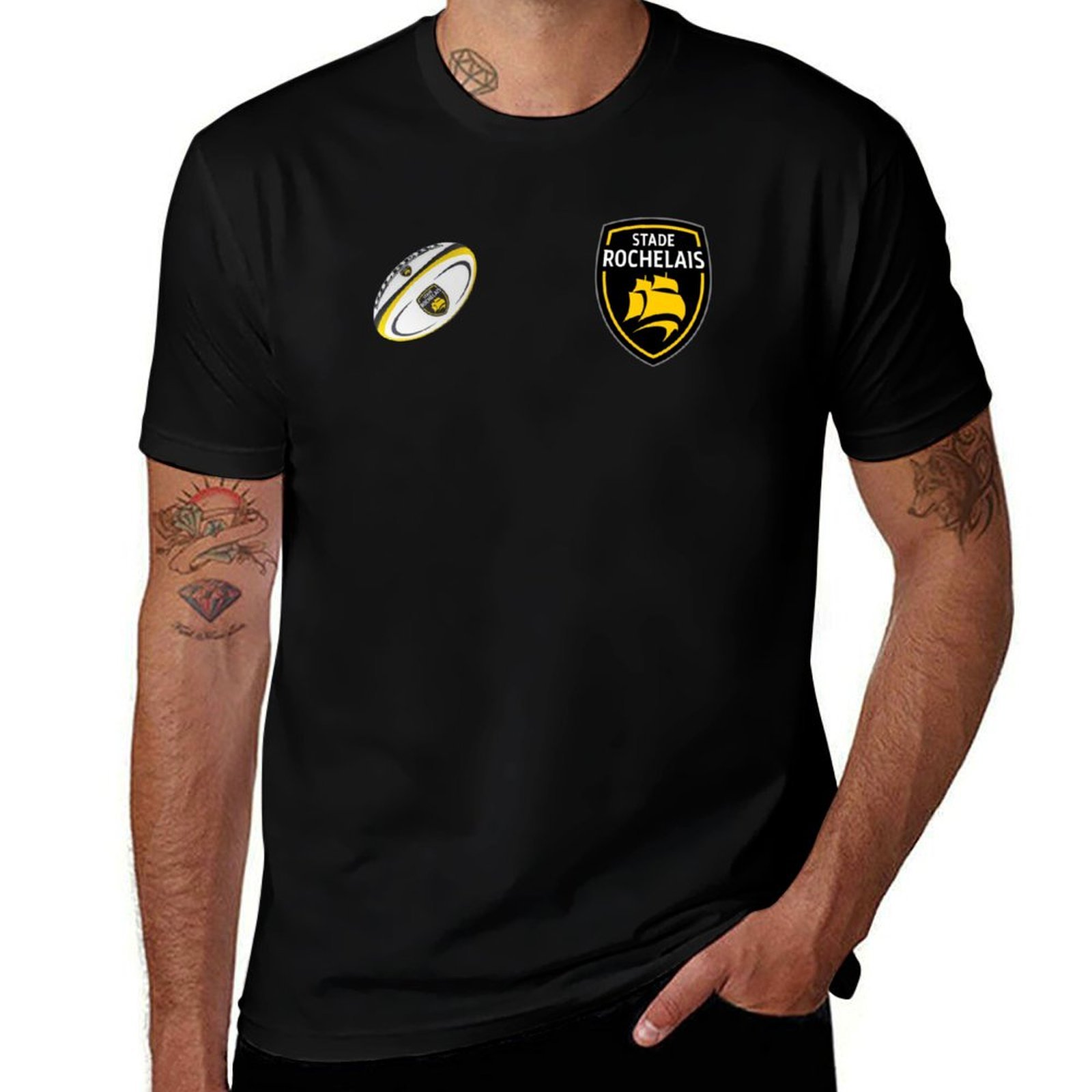 Mens Fashion Rugby Shirts - Koszulka Stade Rochelais Rugby z nadrukiem,