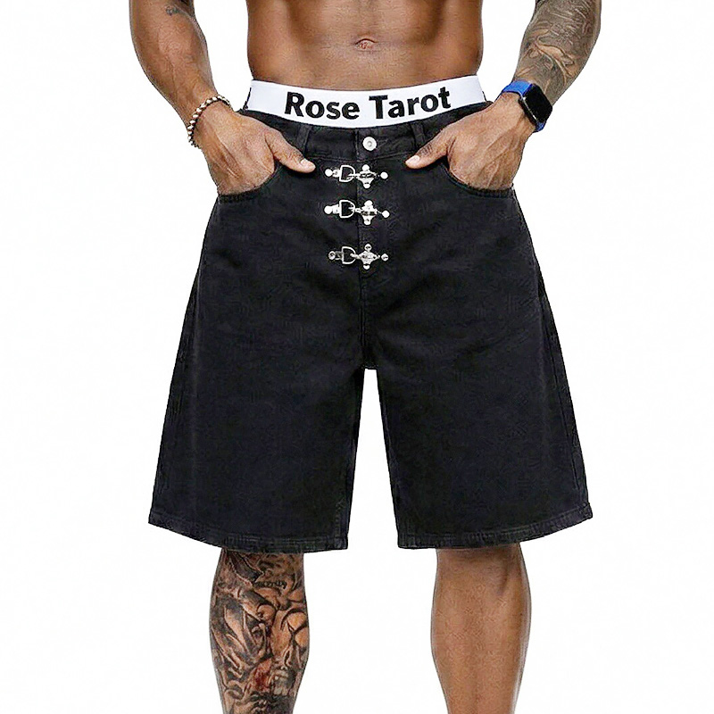 Men'S Fashion With Baggy Jeans - Krótkie, luźne jeansy męskie z metalową
