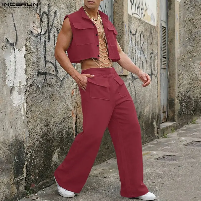 Men'S Fashion For 2026 - INCERUN Męskie Komplety Bez Rękawów: Krótkie
