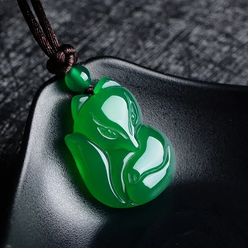 Men'S Fashion - Jade Fox naszyjnik wisiorek naturalna zieleń