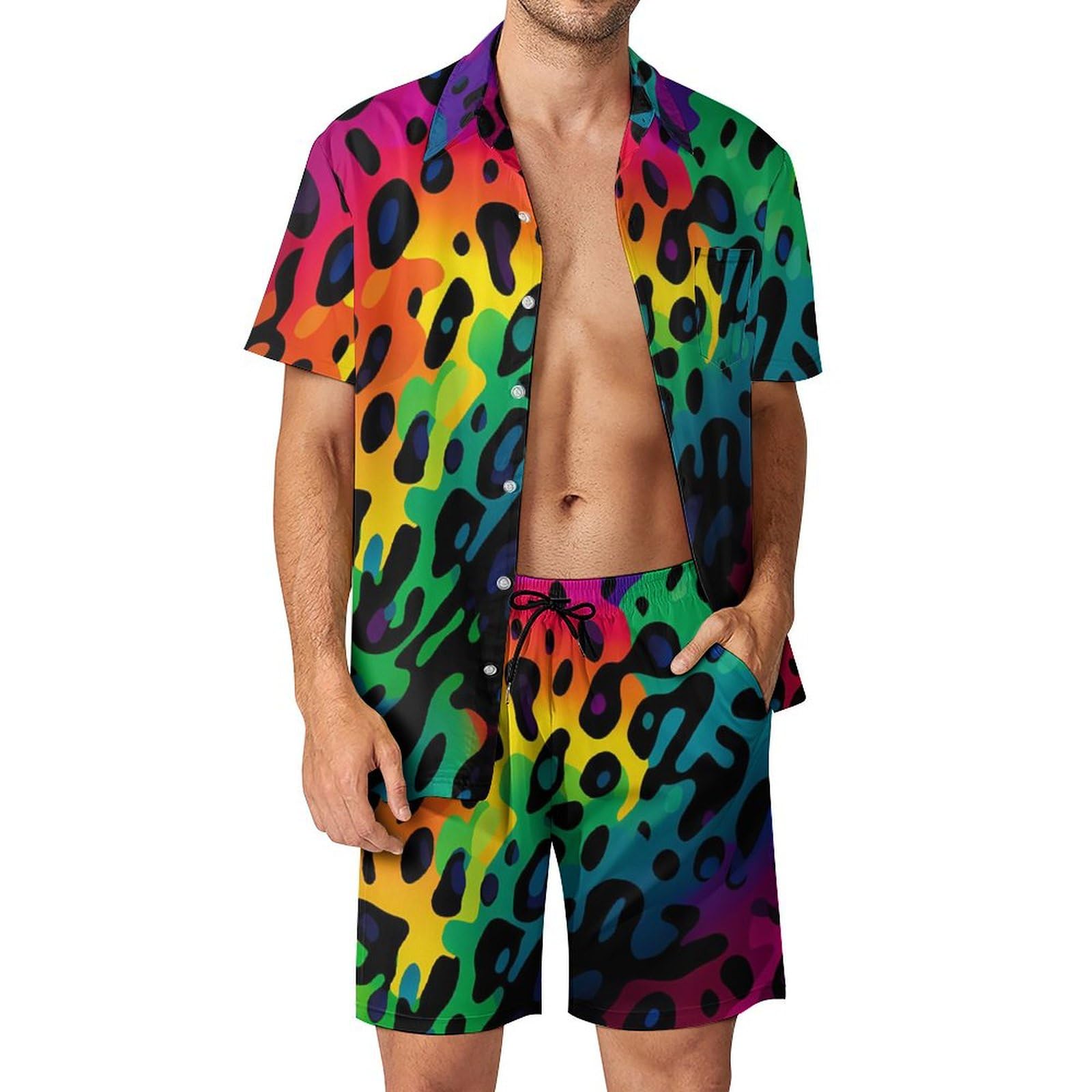 Men'S Fashion Essentials - Letnie nieregularne geometryczne zestawy męskich koszul