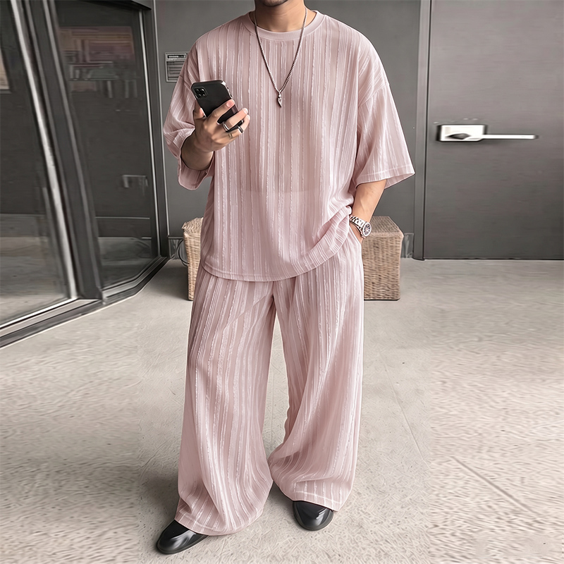 Men'S Fashion Essentials - INCERUN Męskie Komplety w Paski Przezroczysta