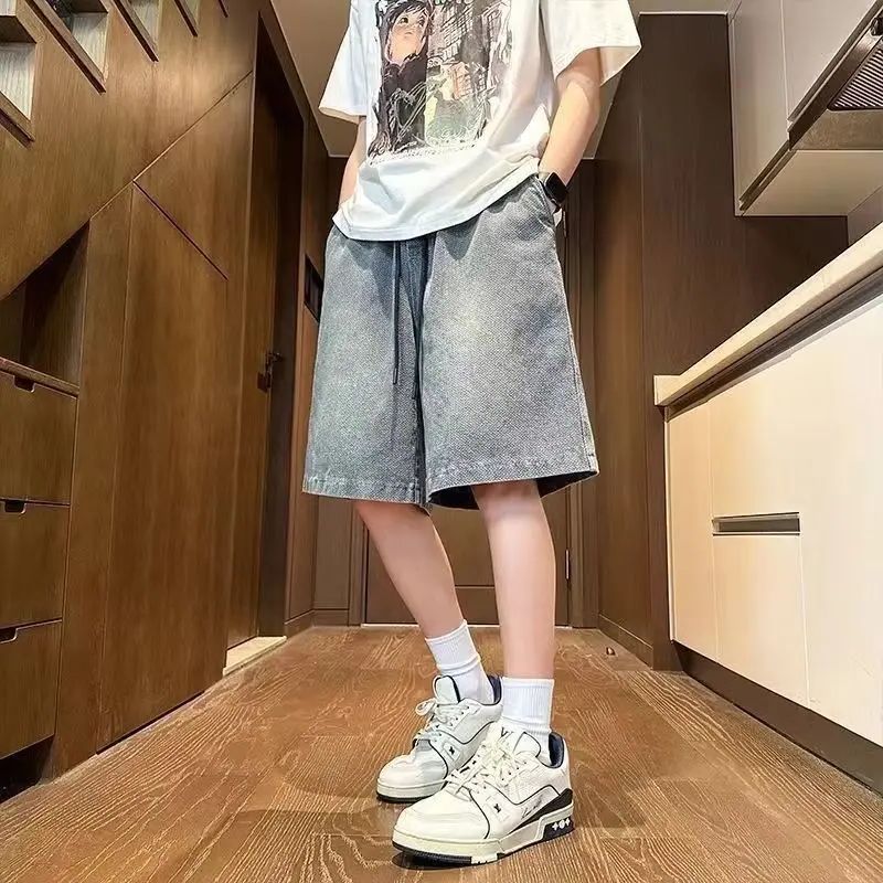 Men'S Fashion With Baggy Jeans - Męskie Szorty Jeansowe Niebieskie Denimowe Jortsy