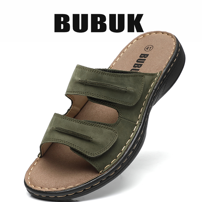 Mens Fashion Workwear - Męskie skórzane klapki sportowe Bubuk, sandały