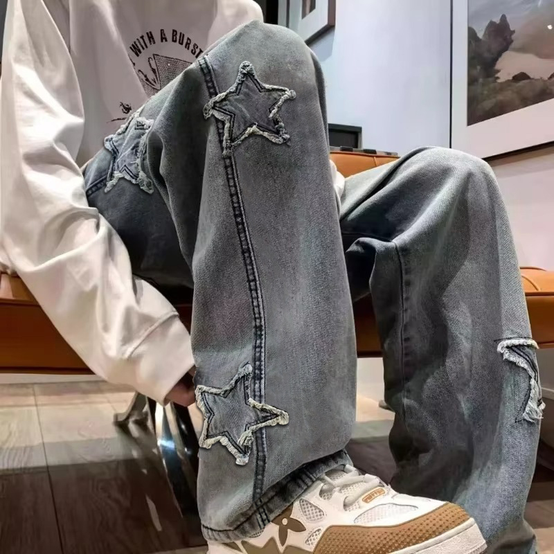 Nowe męskie haftowane gwiazdki – Men'S Fashion With Baggy Jeans recenzja i cena