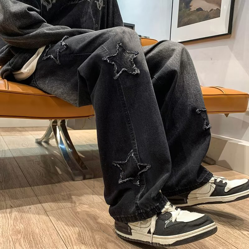 Nowe męskie haftowane gwiazdki – Men'S Fashion With Baggy Jeans recenzja i cena