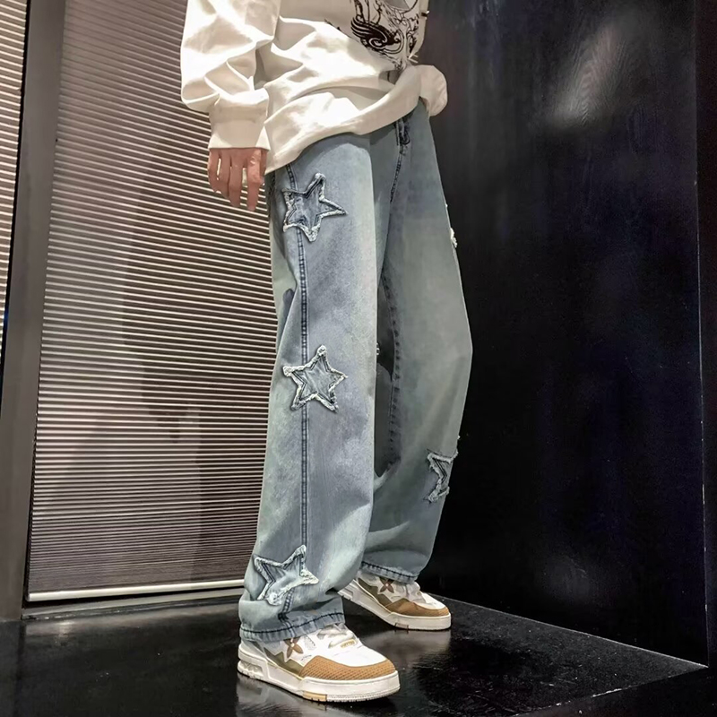 Nowe męskie haftowane gwiazdki – Men'S Fashion With Baggy Jeans recenzja i cena