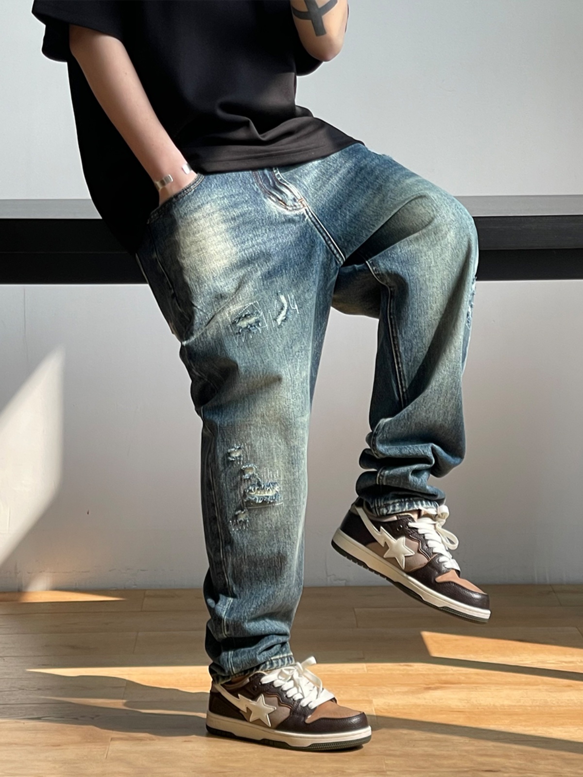 Koreańska moda zgrywanie worko – Men'S Fashion With Baggy Jeans recenzja i cena
