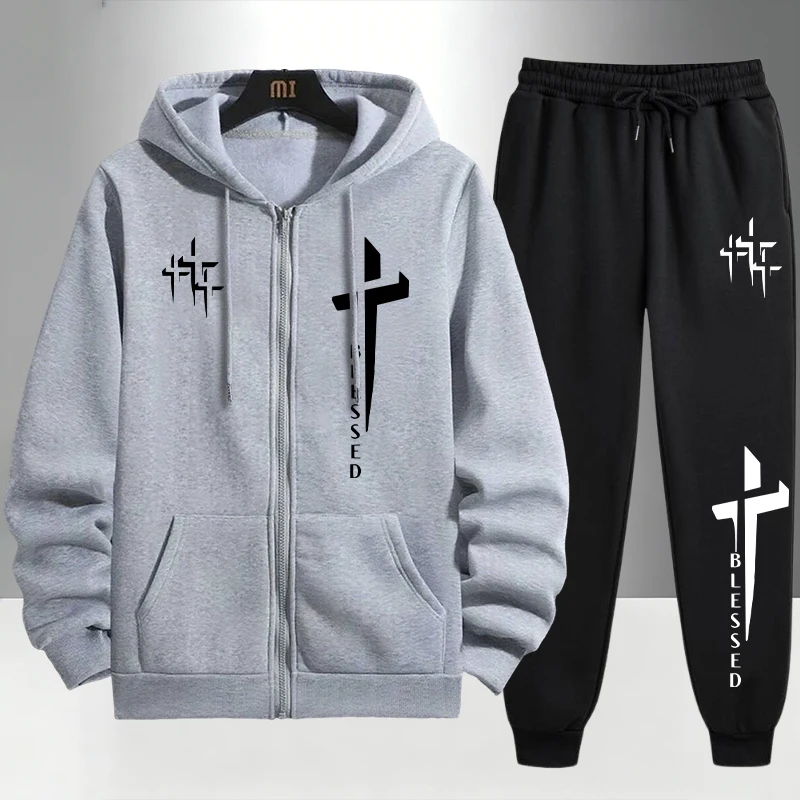 Męski dres z nadrukiem Krzyż B – Mens Fashion Urban recenzja i cena