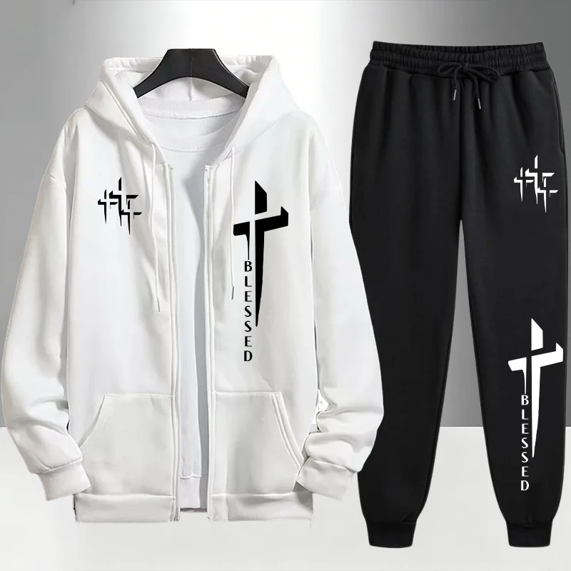 Męski dres z nadrukiem Krzyż B – Mens Fashion Urban recenzja i cena